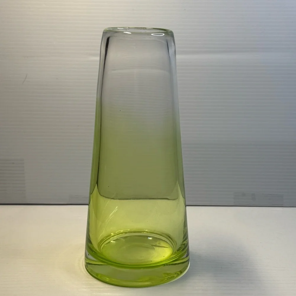 Pottery Barn Clear Glass Green Mini Vase